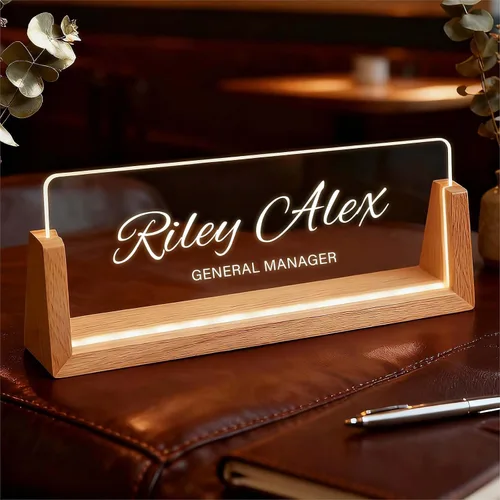 Miniatura 17 de Placa de identificación personalizada con luz para escritorio, letrero de oficina personalizado para empleados profesionales, regalos
