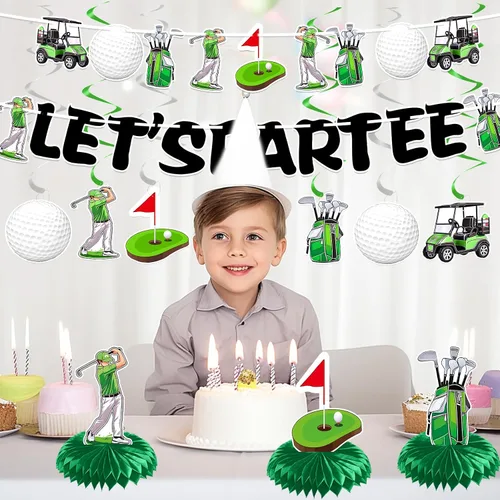 Miniatura 4 de Decoraciones de fiesta de cumpleaños de golf premontadas, decoraciones de fiesta temática de golf, decoraciones de golf para fiesta, cartel de golf