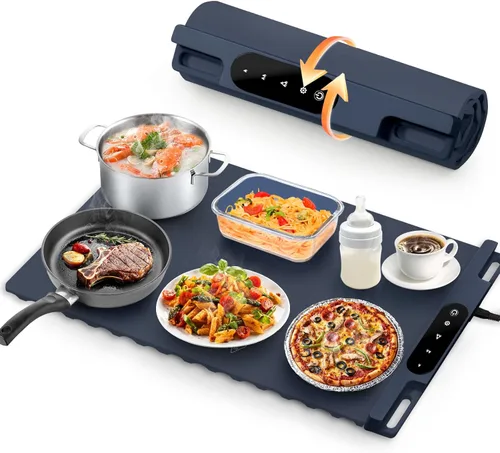 Miniatura 9 de Alfombrilla de calentamiento para alimentos, alfombrilla de calentamiento de alimentos con enchufe de alimentación desmontable mejorada, bandeja