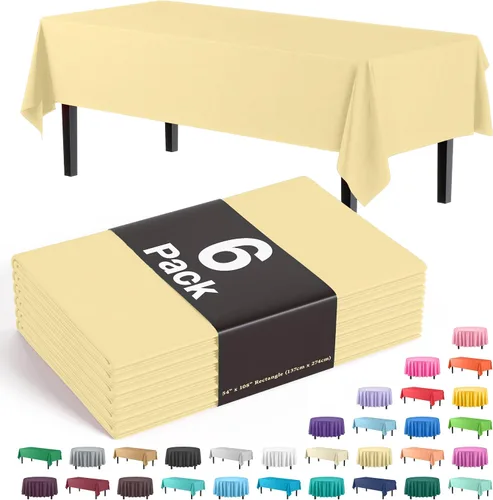 Miniatura 38 de Party Solids Paquete de 6 manteles de plástico prémium de 54 pulgadas x 108 pulgadas. Cubierta de mesa rectangular de plástico - Aqua