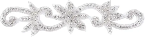 Miniatura 9 de FINGERINSPIRE 2 parches de diamantes de imitación (plata, 24.1x9.4 cm) Parches termoadhesivos con cristales de fantasía color AB brillantes