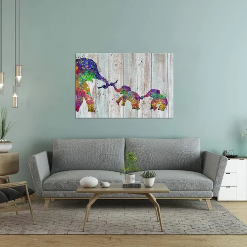 Miniatura 3 de Zlove Lienzo decorativo para pared, diseño de elefante colorido, imágenes divertidas de animales de bebé, 24 x 36 pulgadas