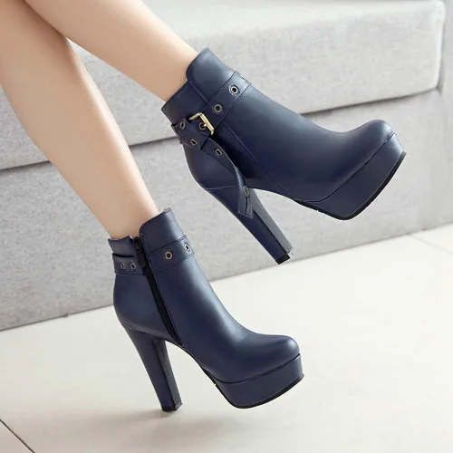 Miniatura 54 de Scaoruki Zapatos de otoño de moda para mujer, botines de tacón de bloque