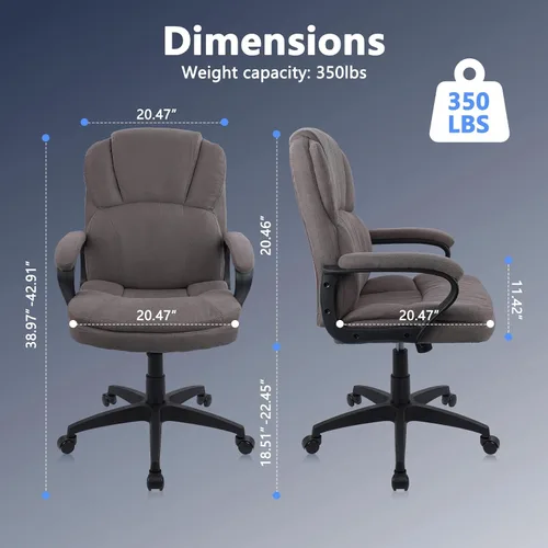 Miniatura 2 de CLATINA Silla de oficina de tela marrón, silla de escritorio cubierta de tela, sillas giratorias de altura ajustable, silla ejecutiva ergonómica