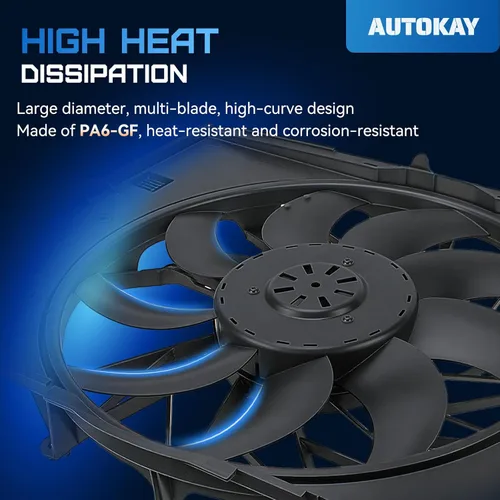Miniatura 2 de AUTOKAY Conjunto de ventilador de refrigeración del motor, reemplazo del ventilador del radiador de refrigeración para BMW E60 525 530 545 645 E65