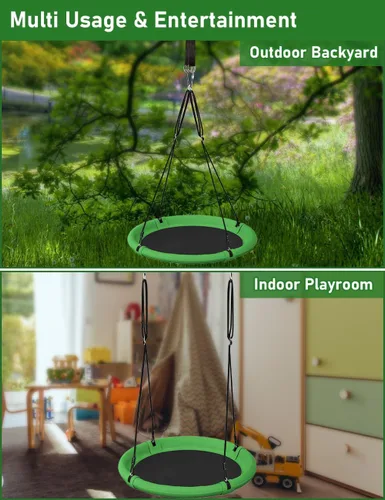 Miniatura 5 de Juego de columpio de árbol de platillo de 24 pulgadas para niños y adultos, asiento de columpio volador ajustable para patio trasero o patio