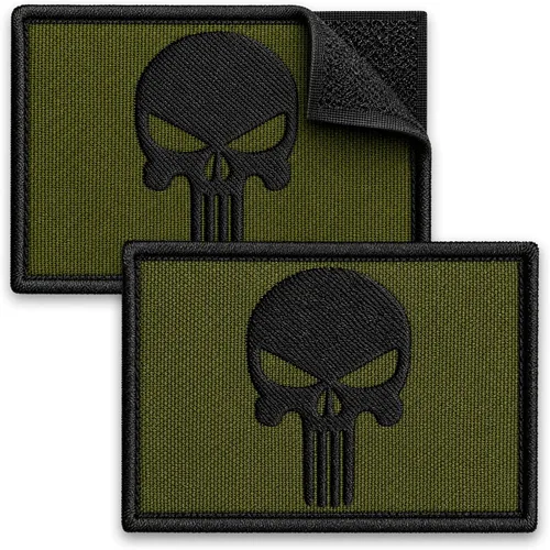 Miniatura 16 de Paquete de 2 parches de calavera roja bordados con gancho y bucle, parches militares tácticos para transportador de placas, mochila, casco, arnés