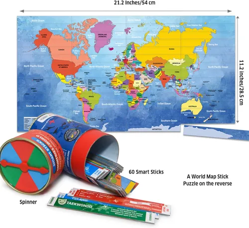 Miniatura 5 de Chalk and Chuckles Smart Sticks Países del Mundo, regalos para niños de 8 a 12 años, idea de regalo de aprendizaje genial para adolescentes y niñas