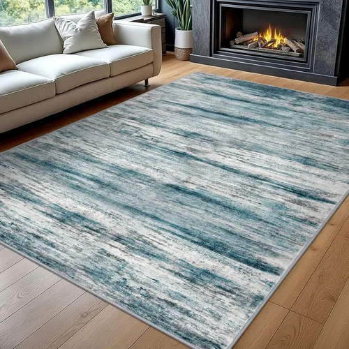 Miniatura 78 de KOZYFLY – Alfombra de pasillo moderna y lavable de diseño abstracto verde, 2 x 5 pies, antideslizante, suave y de pelo corto, ideal para cocina