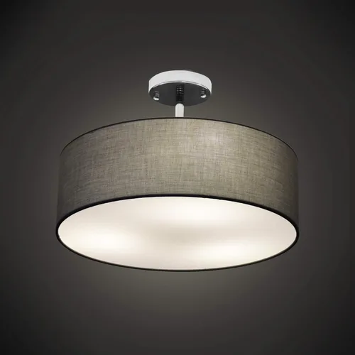 Miniatura 6 de SomSom Lámpara de techo, pantalla colgante de tela moderna de montaje semiempotrado, pantalla de tambor gris grande, lámpara colgante redonda