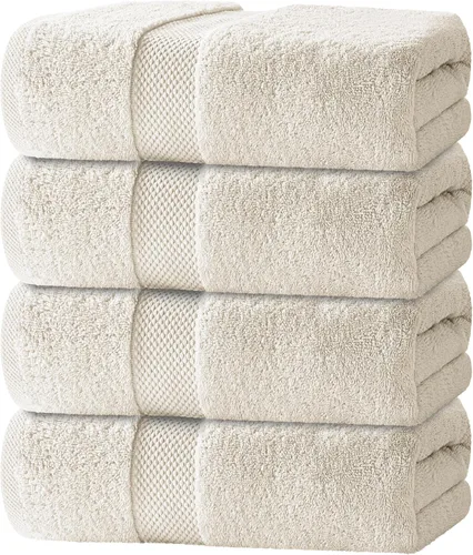 Miniatura 7 de White Classic - Juego de toallas de baño de lujo, grandes, 4 piezas - 700 GSM de algodón turco ultra suave, 27 x 54 pulgadas Toallas de baño