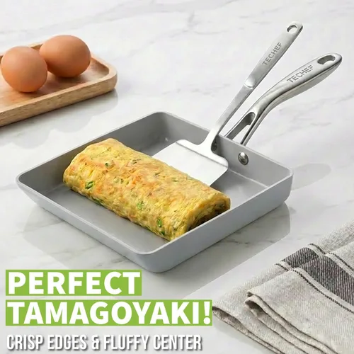 Miniatura 2 de TECHEF - CeraTerra - Sartén de cerámica antiadherente Tamagoyaki para tortilla japonesa, sartén para huevos, sin PTFE, PFAS y PFOA), listo