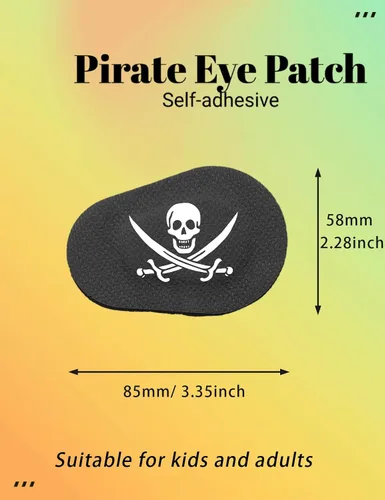 Miniatura 5 de Paquete de 20 parches para ojos de pirata para niños y adultos, sin látex, transpirables, para disfraces de Halloween y apoya la terapia