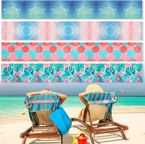 Miniatura 14 de Boao 4 paquetes de bandas de toalla para silla de playa, esenciales para piscina y crucero, elásticas y resistentes al viento, clips para toallas