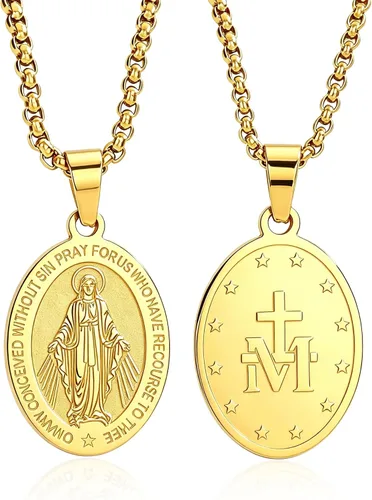 Miniatura 41 de Collar de patrón de santo, San Miguel/Virgen María/Rafael/Judá/Cristóbal/Benedicto/José/Patricio/Francisco/Florián/Tomás/Antonio, acero inoxidable