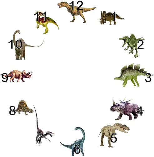 Miniatura 2 de CafePress Reloj de pared de dinosaurio con números negros, reloj de pared decorativo único de 10 pulgadas