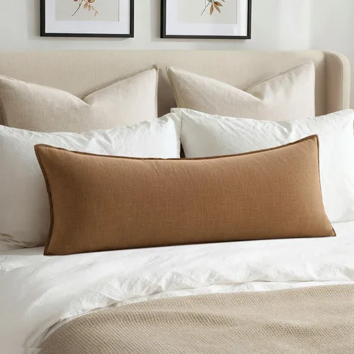 Miniatura 22 de MIULEE Fundas de almohada decorativas de lino de 12 x 20 pulgadas, almohadas neutras bohemias de cenizas azules para cama, paquete de 1 funda