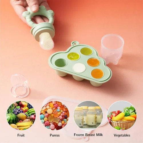 Miniatura 7 de KEERT - Comedero de frutas para bebés con molde de paleta, mordedores de dentición para bebés de 3 a 12 meses, juguetes de dentición para bebés