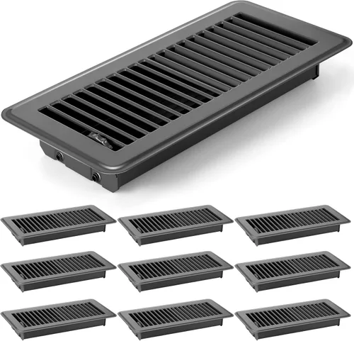 Miniatura 16 de 4 cubiertas de ventilación de piso de 10'', rejillas de piso de servicio pesado, cubiertas de ventilación de calor de metal con acabado a prueba