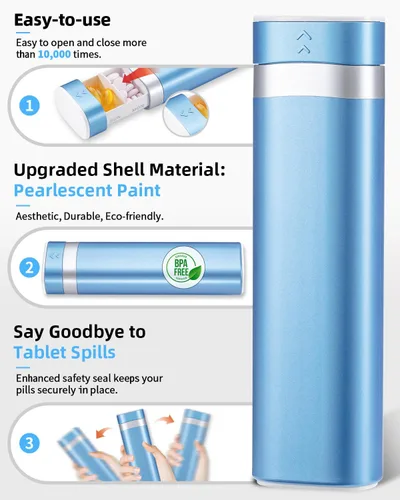 Miniatura 5 de Betife Pastillero de viaje semanal de 7 días, pastillero diario compacto, estuche portátil para medicamentos, lindo pastillero para suplementos