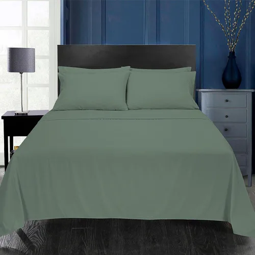 Miniatura 47 de ROYALE LINENS Juego de sábanas Cal King de 4 piezas, ropa de cama de microfibra suave cepillada de 1800 hilos, 1 sábana bajera, 1 sábana encimera, 2