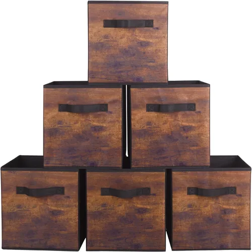 Miniatura 26 de PowerKing Cubos de almacenamiento plegables con asas, contenedores plegables de tela para estantes de armario, contenedores de almacenamiento Naranja