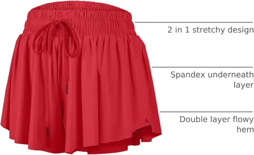 Miniatura 23 de Blaosn Pantalones cortos atléticos fluidos para mujer, gimnasio, yoga, entrenamiento, correr, pantalones cortos de tenis, falda falda linda, ropa