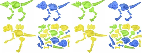 Miniatura 7 de Zugar Land Juego de moldes de arena fósil de dinosaurio (3 dinosaurios amarillo, verde y azul) de plástico. 22 piezas. Kit de Paelontólogo Joven