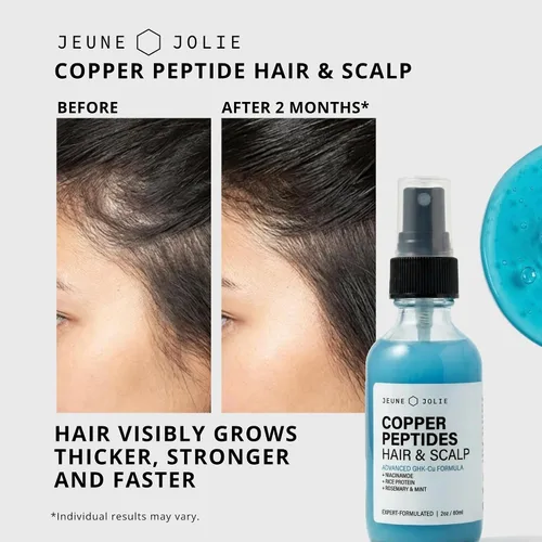 Miniatura 4 de Jeune Jolie Copper Peptides - Spray para el cabello y el cuero cabelludo GHK-Cu, niacinamida, proteína de arroz, romero y menta, para terapia
