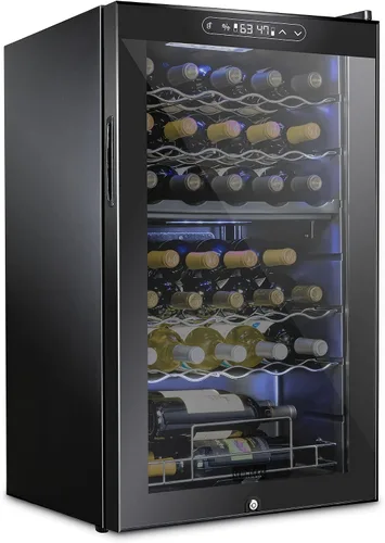 Miniatura 13 de Schmecke - Refrigerador de vino con compresor de 34 botellas con cerradura Gran bodega independiente Refrigerador de vino digital 41f-64f