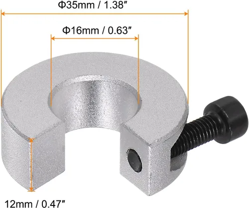 Miniatura 2 de HARFINGTON Juego de collar de eje para riel lineal SBR16, collar de eje de abrazadera con tornillo de ajuste orificio de 0.630 in, diámetro exterior