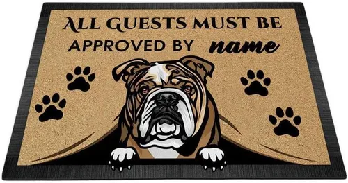 Miniatura 30 de Tapete personalizado con nombre de perro que mira al perro Cocker Spaniel, todos los invitados deben ser aprobados por alfombras para decoración