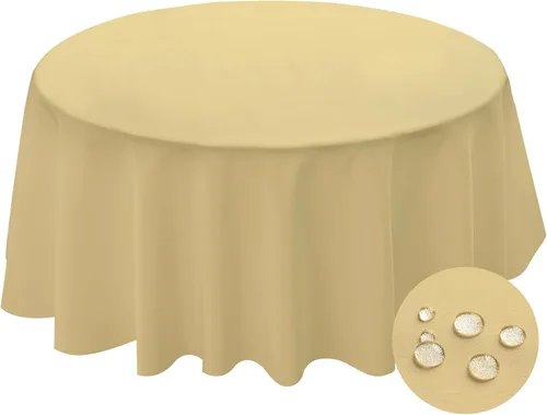 Miniatura 19 de BYDOLL Mantel redondo de 48 pulgadas para la parte superior de un máximo de 38 pulgadas de diámetro, color beige, lavable, al aire libre, resistente