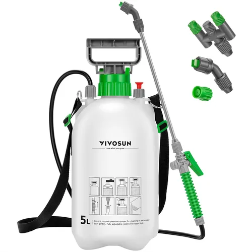 Miniatura 13 de VIVOSUN Pulverizador de bomba de 2.1 galón/8L, rociador de agua de jardín para plantas, malezas y cuidado del césped, con 3 boquillas, manguera