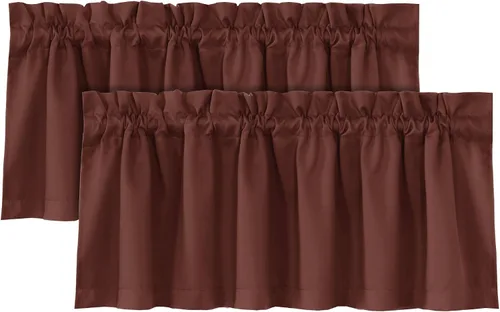 Miniatura 31 de H.VERSAILTEX Cenefas de cortina 100% opacas para ventanas, 2 paneles con aislamiento térmico, bolsillo para barra, pequeña cenefa corta para cocina