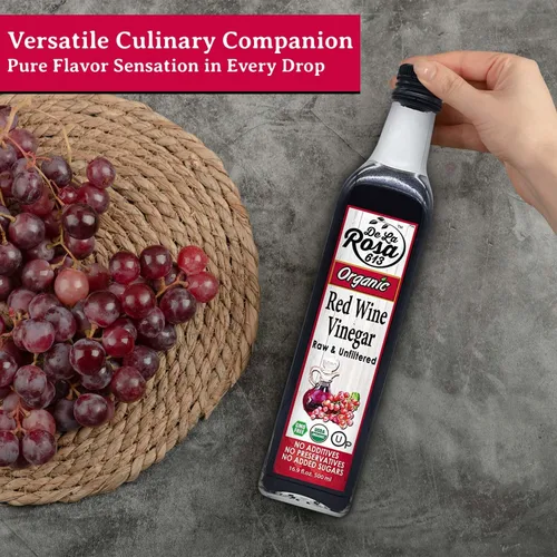 Miniatura 7 de De La Rosa - Vinagre de vino tinto orgánico, crudo y sin filtrar, Kosher para Pascua, vegano, sin OMG y sin gluten, ideal para aderezos de ensalada