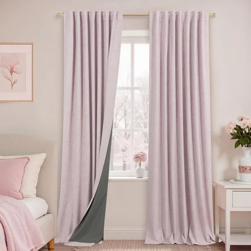 Miniatura 54 de KOUFALL - Cortinas de medio estilo francés de lino para ventana, juego de 2 cortinas cortas de 40 pulgadas de longitud, para privacidad, cortinas