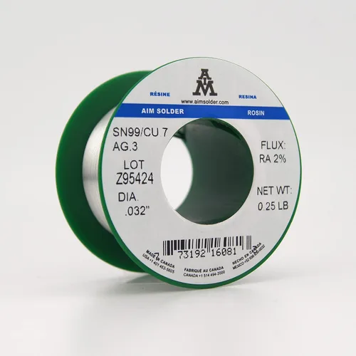 Miniatura 2 de AIM Soldadura sin plomo núcleo de colofonia alambre de soldadura Sn99 Ag0.3 Cu0.7 para soldadura eléctrica 0.032 pulgadas, 0.25lb