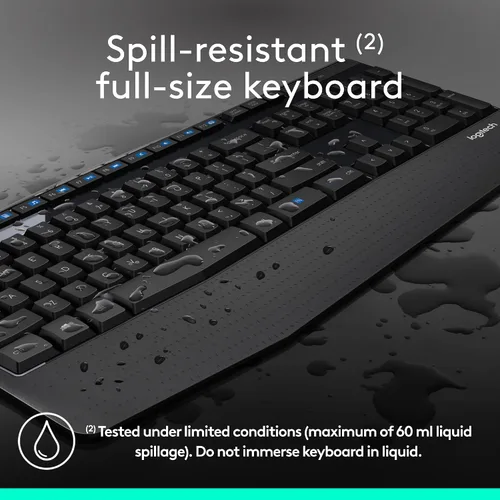 Miniatura 4 de Logitech Teclado inalámbrico K345 - Teclado de tamaño completo con reposamanos, receptor USB inalámbrico de 2,4 GHz - para PC, portátil