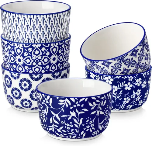 Miniatura 11 de vancasso Selene - Juego de 6 mini ramequines de cerámica de 4 onzas, tazas para hornear aptas para horno para crème brûlée, soufflés, postres