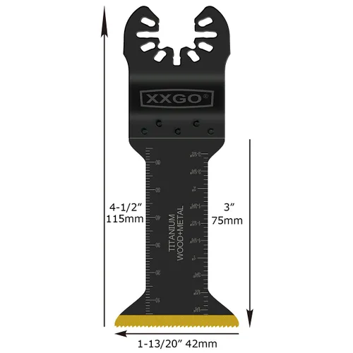 Miniatura 2 de XXGO 3 piezas extra larga corte de metal titanio oscilante multiherramienta hoja Lo mejor para cortar clavos de metal de plástico de madera en un