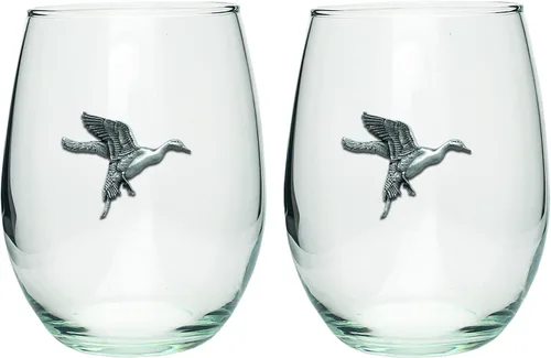 Miniatura 44 de Heritage Pewter Irish Fighter - Copas de vidrio sin tallo, juego de 2, copas de vino de copa de 15 onzas, vidrio de peltre elaborado por expertos