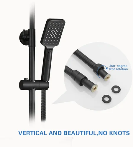 Miniatura 3 de RUMOSE Manguera de ducha de 69 pulgadas, manguera de extensión de cabezal de ducha de acero inoxidable extra larga, accesorio de tubo de ducha Negro
