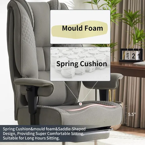 Miniatura 4 de EXCEBET Silla de oficina grande y alta de 400 libras de ancho, silla de oficina ejecutiva de cuero con respaldo alto con reposapiés, sillas Malla