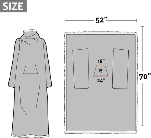 Miniatura 7 de Catalonia Classic Manta de forro polar Sherpa con mangas, súper suave, cálida y acogedora, manta portátil de viaje, regalo para mujeres, hombres