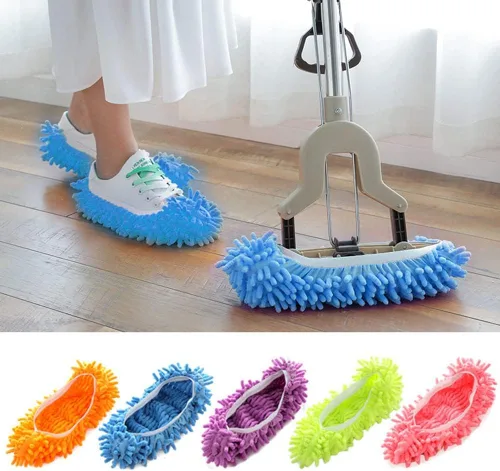 Miniatura 7 de Calcetines para trapeador, 2 pares de fundas de microfibra para limpieza de casa, suaves, lavables, reutilizables, de microfibra, para limpieza