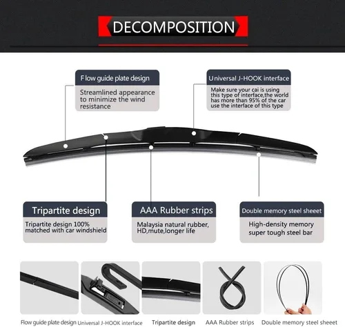 Miniatura 3 de Limpiaparabrisas delantero y trasero compatible con Nissan JUKE F15 2010-2016, accesorios para parabrisas de ventana 2011, 2012, 2013, 2014, 2015