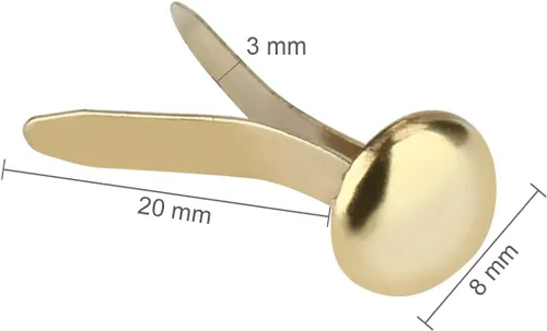 Miniatura 2 de 100 piezas de mini clavos, sujetadores de latón de 0.78 x 0.315 pulgadas, pequeño metal para manualidades de papel y álbumes de recortes, tarjetas