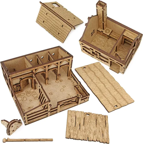 Miniatura 3 de Terreno de Fantasía de Pueblo TowerRex 28mm para Warhammer, Pathfinder, D&D