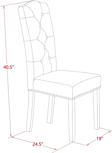 Miniatura 3 de East West Furniture ELP3T16 Elsa Parson - Juego de 2 sillas de comedor tapizadas de tela de lino color caqui oscuro con ribete de cabeza de clavo